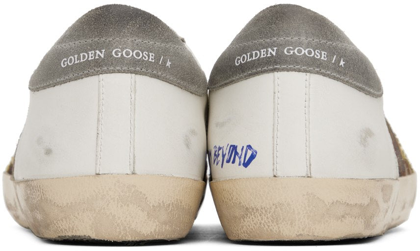 GOLDEN GOOSE White & Green Super-Star Sneakers