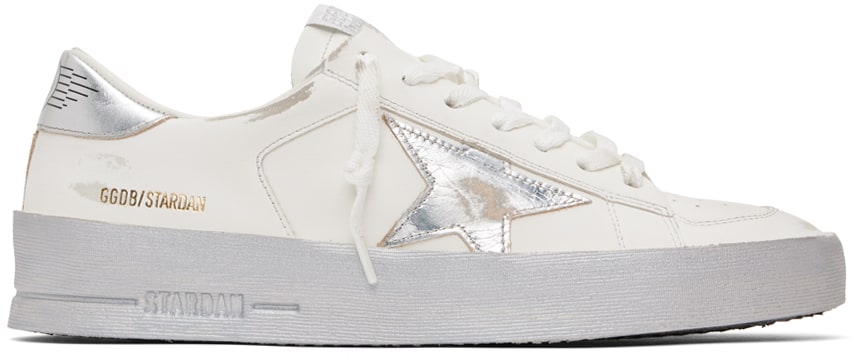 (Pre Order)GOLDEN GOOSE White & Silver Stardan Sneakers