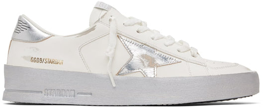 (Pre Order)GOLDEN GOOSE White & Silver Stardan Sneakers