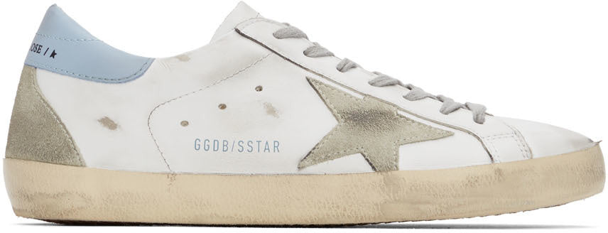 GOLDEN GOOSE White & Blue Super-Star Sneakers