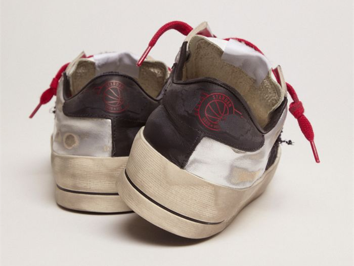 GOLDEN GOOSE LAB silver and animal-print Stardan sneakers