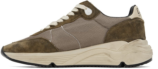 (Pre Order)GOLDEN GOOSE Khaki & Beige Running Sole Low-Top Sneakers