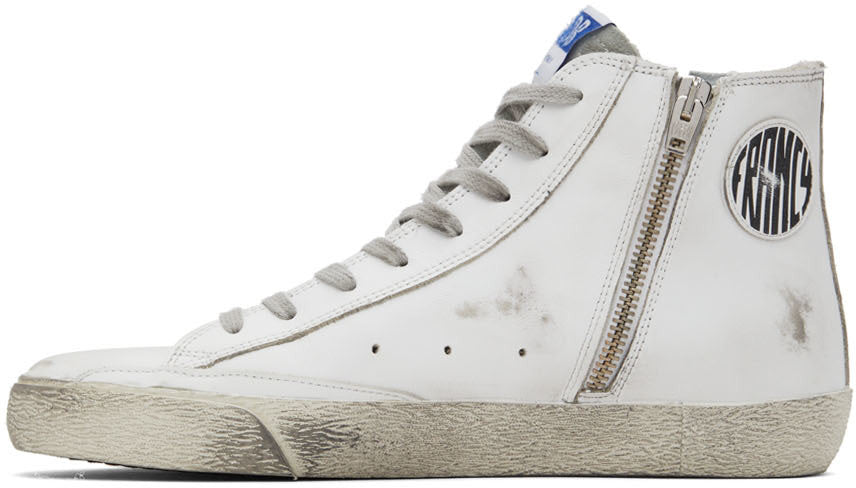 GOLDEN GOOSE White & Silver Francy Classic High-Top Sneakers