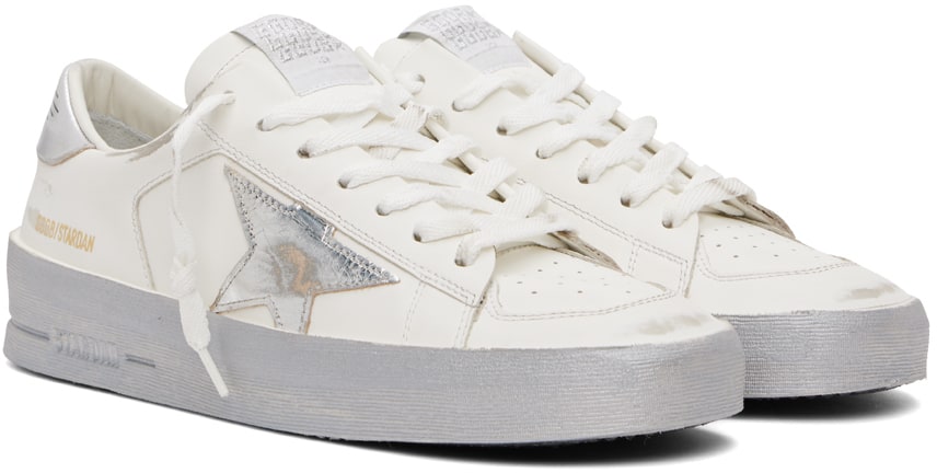 (Pre Order)GOLDEN GOOSE White & Silver Stardan Sneakers