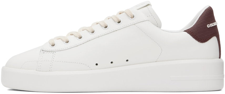 GOLDEN GOOSE White & Burgundy Purestar Sneakers