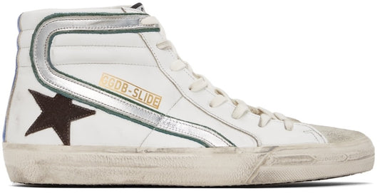 (Pre Order)GOLDEN GOOSE White Leather & Suede Slide Classic High-Top Sneakers
